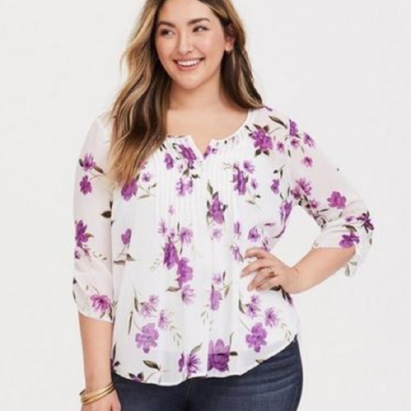 Torrid Chiffon Pintuck Blouse 0 (12) - Picture 1 of 8